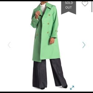 Burberry Notch Collar Bright Green Trench Coat